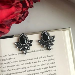 🔴 3/30$ Black Crystal Rhinestone Stud Earrings